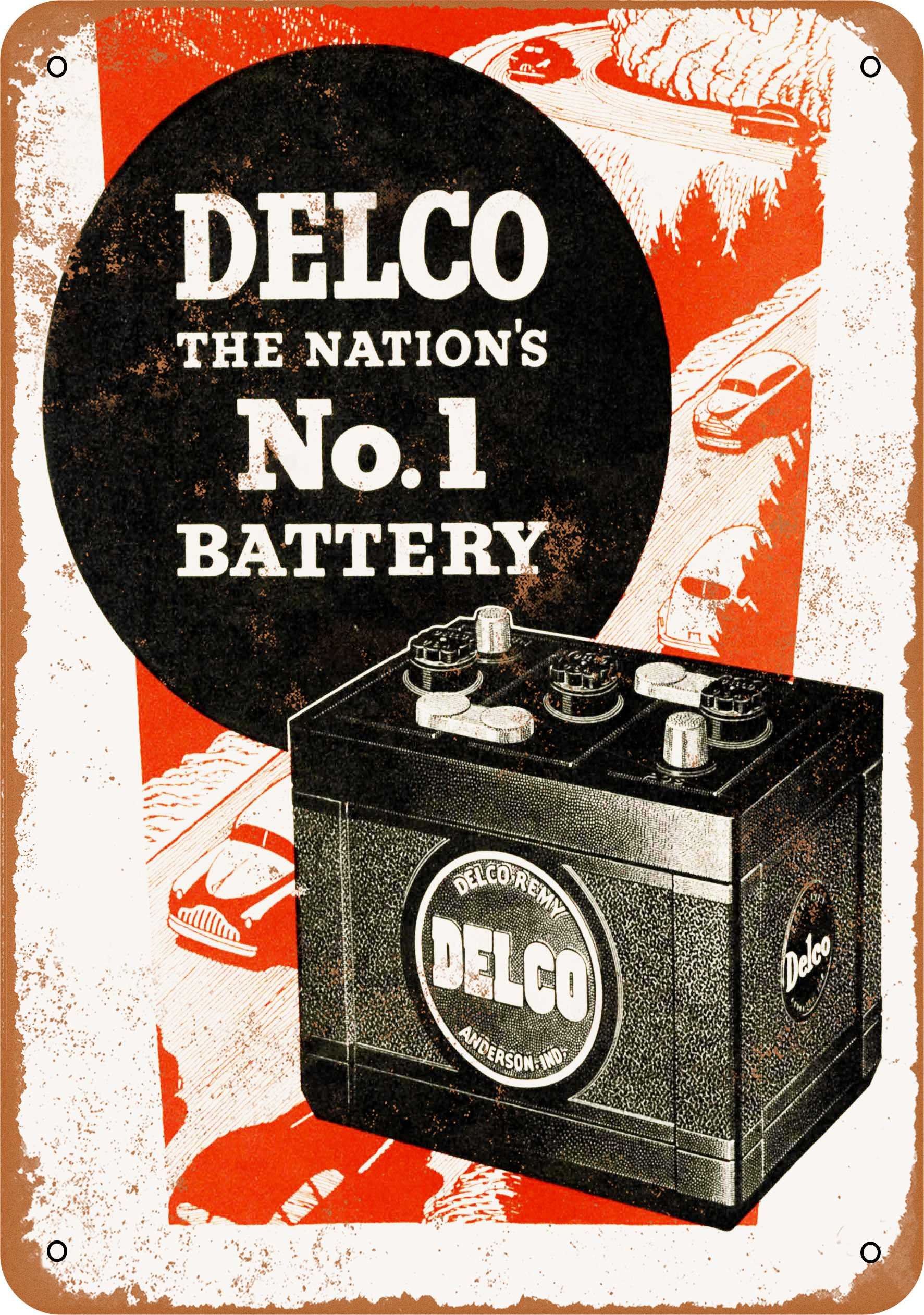 Amazon.com : RetroRust 10 x 14 METAL SIGN - 1950 Delco Batteries